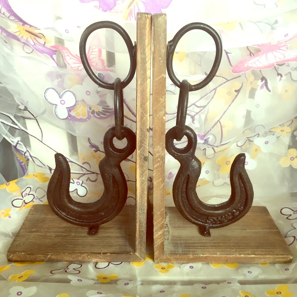Book holders, wood and metal